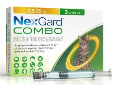 НексГард Комбо L NexGard Combo L краплі від глистів, бліх, кліщів для котів 2,5 - 7,5 кг, 1 піпетка 5076 фото