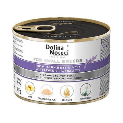 Корм конс.Dolina Noteci Premium для цуценят,юніорів собак маленьких порід з печінкою кролика та язиком оленя, 185 гр DN 185 (441) фото