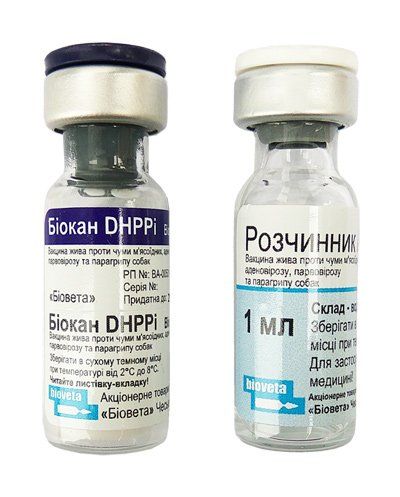 Биокан DHPPi Biocan DHPPi вакцина для собак (чума, ларинготрахеит, гепатит, парвовироз, парагрипп), 1 доза 60 фото