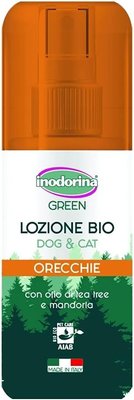 Лосьйон Inodorina Lozione Bio Green Orecchie з олією чайного дерева та мигдалю для очищення вух кішок та собак, 100 мл (2800010001) 5695 фото
