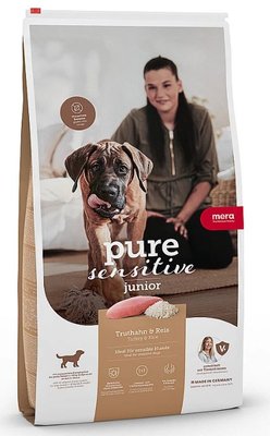 Мера Mera Pure Sensitive Junior Truthahn & Reis сухой корм с индейкой, рисом для молодых собак-юниоров, 12,5 кг (056950) 6472 фото