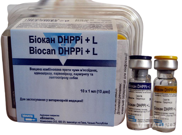 Біокан DHPPI+L Biocan DHPPI+L вакцина для собак (чума, гепатит, парвовіроз, парагрип, лептоспіроз), 1 доза 332 фото