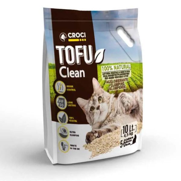 Croci Tofu Clean соевый гранулированный наполнитель без ароматизатора для кошачьего туалета, объём 10 л 7024 фото