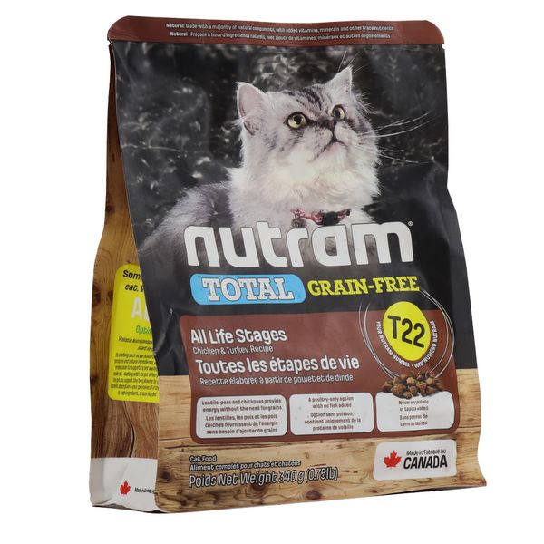 Нутрам Nutram T22 Total GF All Life Stages Chiсken & Turkey сухой корм с курицей и индейкой для кошек, 340 гр (T22_(340g) 6417 фото