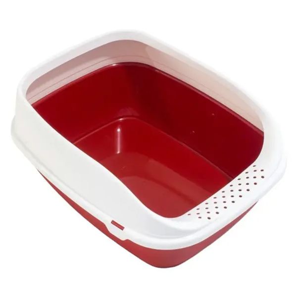 Туалет-лоток Бета Плюс Макси 49*39*17 см Beta Plus Maxi пластиковый с рамкой для больших кошек, цвет красный 5143 фото