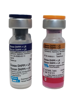 Біокан DHPPI+LR Biocan DHPPI+LR вакцина для собак (чума,ларинготрахеїт,гепатит парвовіроз,лептоспіроз сказ),1 доза 333 фото
