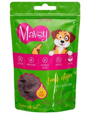 Мавси Mavsy Lamb Сhips чипсы с ягнятиной - лакомство для собак, 100 гр (LSL01) 6018 фото