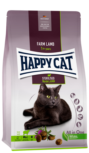 Happy Cat Sterilised Weide Lamm сухой корм с ягненком для стерилизованных кошек и кастрированных котов, 4 кг (70585) 6932 фото