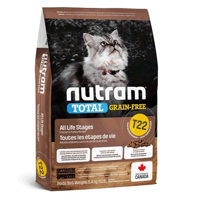 Нутрам Nutram T22 Total GF All Life Stages Сhicken & Turkey сухий корм з куркою та індичкою для котів, 5,4 кг (T22_(5.4kg) 6418 фото
