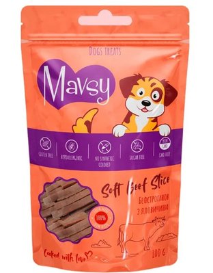 Мавсі Mavsy Soft Beef Slice бефстроганов з яловичиною - ласощі для собак, 100 гр (LSB02) 6019 фото