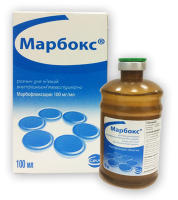 Марбокс 10% инъекционный антимикробный препарат для КРС и свиней, 100 мл 1622 фото