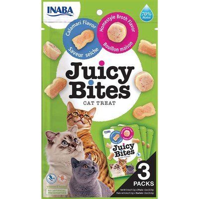 Ласощі INABA "Juicy Bites" для котів, соковиті снеки зі смаком домашнього бульйону і кальмарів 3*11,3 гр EU705 фото