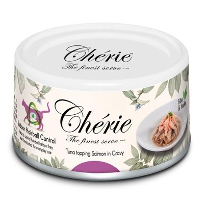 Cherie Hairball Control Tuna & Salmon тунець і лосось у соусі, вологий корм для контролю грудок шерсті в шлунку котів, 80 гр (CHT17004) 7368 фото