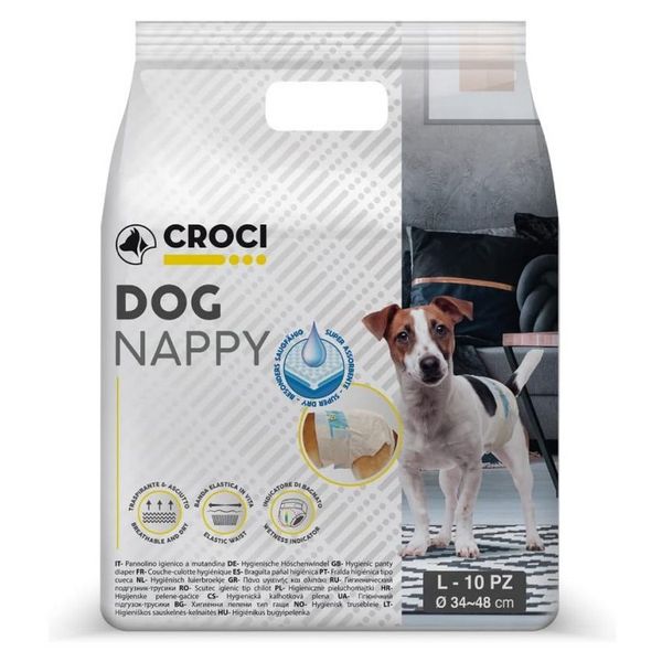 Подгузники Croci Dog Nappy L для собак весом 6 - 10 кг, обхват талии 34 - 48 см, 10 подгузников (C6020382) 6779 фото