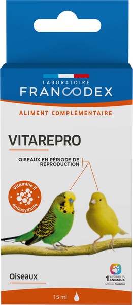 Вітамінна добавка Francodex Vitarepro для підготовки клітинних і вольєрних птахів до розмноження, 15 мл 7154 фото