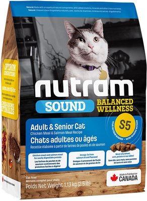 Нутрам Nutram S5 Sound BW Adult & Senior Cat сухой корм для взрослых и пожилых кошек с проблемами мочеиспускания, 1,13 кг (S5_(1,13kg) 6370 фото