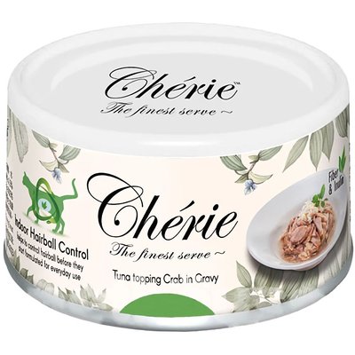 Cherie Hairball Control Tuna & Crab тунец и краб в соусе, влажный корм для контроля комков шерсти в желудке кошек, 80 гр (CHT17002) 7369 фото