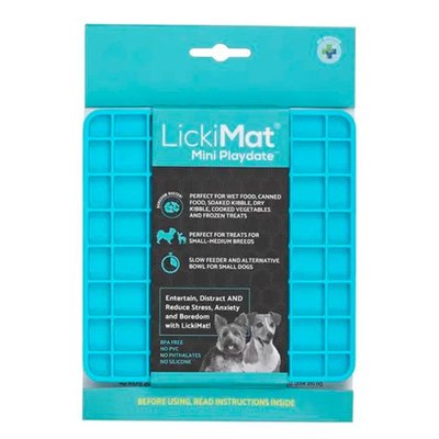 LickiMat Dog Mini Playdate Turquoise килимок для повільного годування маленьких собак і кішок, бірюзовий (LM9101TQ-DR) 7790 фото