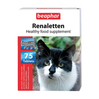 Бефар Реналеттен Beaphar Renaletten пищевая добавка для кошек с заболеваниями почек, 75 таблеток 6070 фото