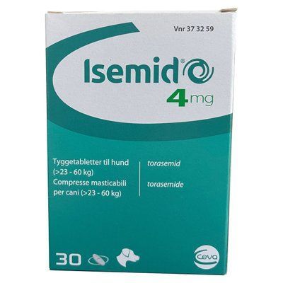 Исемид 4 мг Ceva Isemid при застойной сердечной недостаточности, отеке легких у больших собак, 30 таблеток 11543 фото