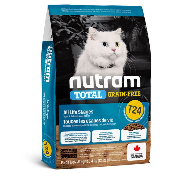 Нутрам Nutram T24 Total GF All Life Stages Salmon & Trout сухой корм с лососем и форелью для кошек, 5,4 кг (T24_(5.4kg) 6426 фото