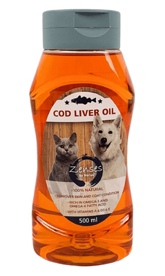Олія з печінки Тріски Zenses by Nerus Cod Liver Oil для цуценят, кошенят, вагітних котів та собак, 500 мл (09-5351) 5647 фото