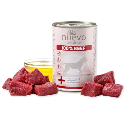 Нуево 400 гр Nuevo Sensitive Dog Adult 100% Beef консервований корм з яловичиною для собак, упаковка 6 банок (95151) 7031 фото