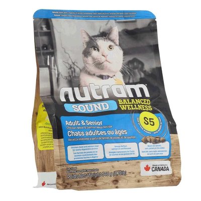 Нутрам Nutram S5 Sound BW Adult & Senior Cat сухой корм для взрослых и пожилых кошек с проблемами мочеиспускания, 340 гр (S5_(340g) 6372 фото