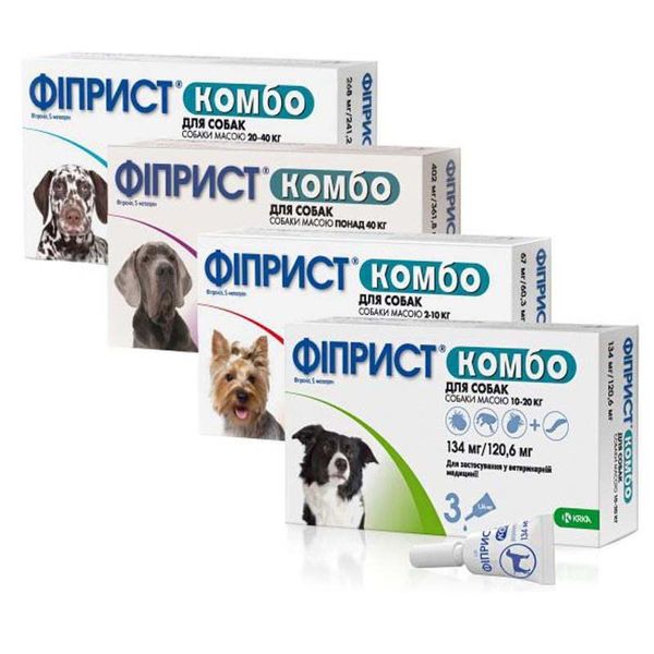 Фиприст Комбо капли от блох клещей власоедов для собак весом от 2 до 10 кг, 1 пипетка 741 фото
