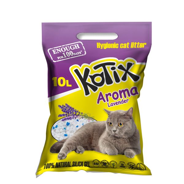 Котикс Лаванда Kotix Aroma Lavender силикагелевый наполнитель для кошачьего туалета, объем 10 л (Kotix 10 ЛАВАНДА) 6322 фото