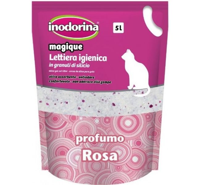 Inodorina Magique Profumo Rosa силикагелевый наполнитель для кошачьего туалета c ароматом розы, 2,5 кг, 5 л (1200010005) 5700 фото
