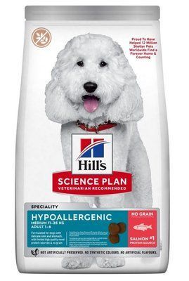 Хилс Hill's SP Canine Adult Medium Hypoallergenic Salmon гипоаллергенный корм с лососем для собак 11-25 кг, 12 кг (607843) 7628 фото