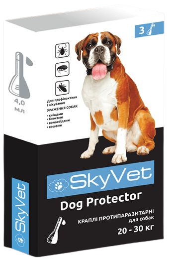 Скайвет SkyVet Dog Protector капли от блох и клещей для собак весом 20 - 30 кг, 3 пипетки 5094 фото
