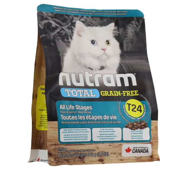 Нутрам Nutram T24 Total GF All Life Stages Salmon & Trout сухой корм с лососем и форелью для кошек, 340 гр (T24_(340g) 6428 фото