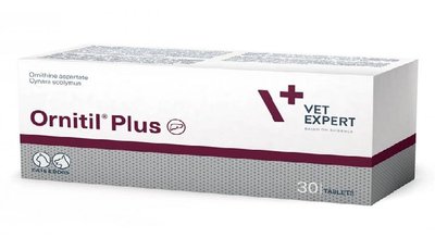 Орнітил Плюс Ornitil Plus Vetexpert для підтримки функцій печінки у собак і кішок, 30 таблеток 623 фото