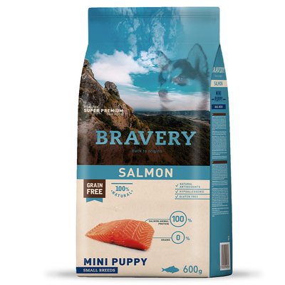Бравері Bravery Salmon Mini Puppy беззерновий сухий корм з лососем для цуценят дрібних порід, 600 гр (9221) 7033 фото