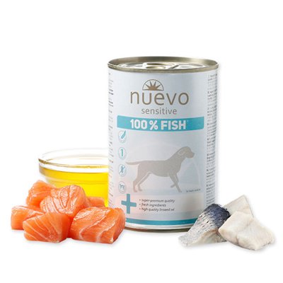 Нуево 375 гр Nuevo Sensitive Dog Adult 100% Fish консервований корм із рибою для собак із чутливим травленням (95157) 7792 фото