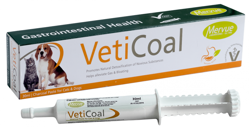 Ветикоул Mervue Veticoal паста с активированным углем для улучшения пищеварения у собак и кошек, 60 мл (0210202307) 6733 фото
