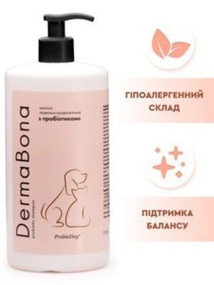Шампунь ДермаБона DermaBona ProbioDay Probiotic Shampoo лечебно-профилактический с пробиотиками для кошек и собак, 1 л 15458 фото