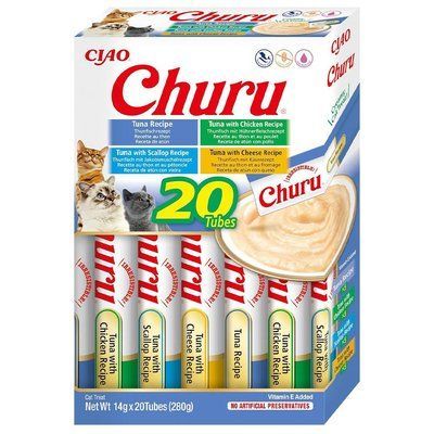 Ласощі INABA "Churu" для котів, вершковий мус в стіках, "Різновиди тунця" * 14 гр (20 шт.уп.) продаж упаковкою EU124 фото