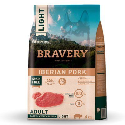 Бравері Bravery Iberian Pork Light Large/Medium сухий корм для середніх, великих собак з надмірною вагою, 4 кг 04PE004000.0022.0096 фото