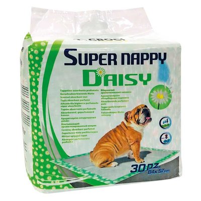 Пелюшки для собак Croci Super Nappy Daisy 84*57 см з ароматом ромашки, 30 пелюшок в упаковці (C6028313) 5219 фото