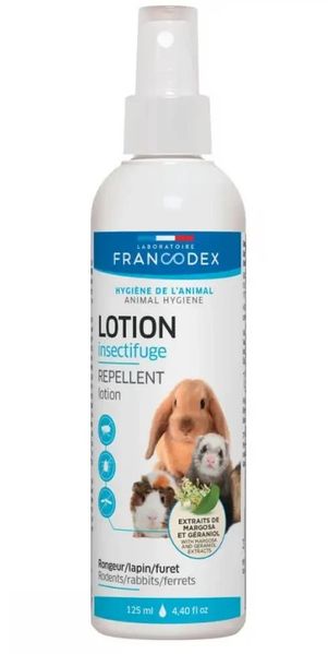 Лосьйон Francodex Repellent Lotion з гераніолом від бліх, кліщів і комарів для гризунів і кроликів, 125 мл 7159 фото