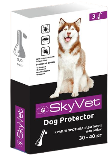 Скайвет SkyVet Dog Protector капли от блох и клещей для собак весом 30 - 40 кг, 3 пипетки 5096 фото