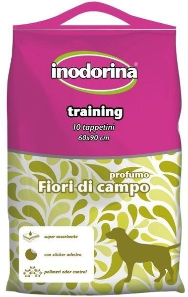 Пелюшки гігієнічні Inodorina Training Fiori 60*90 см для собак, із запахом квітів, 10 пелюшок 5703 фото