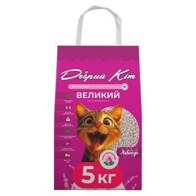 Наповнювач бентонітовий КРАФТ Добрий Кіт, крупний, аромат лаванда, пакет, 5кг ДК крупний фото