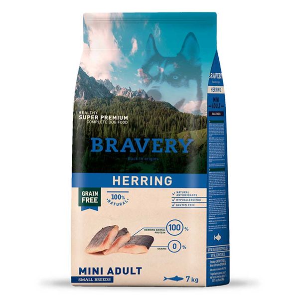 Бравери Bravery Herring Adult Dog Mini сухой корм с сельдью для взрослых собак мелких пород, 7 кг (0630) 6530 фото