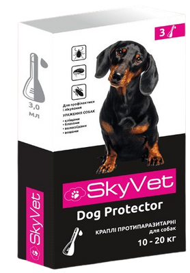 Скайвет SkyVet Dog Protector краплі від бліх та кліщів для собак вагою 10 - 20 кг, 3 піпетки 5097 фото
