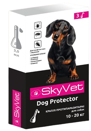 Скайвет SkyVet Dog Protector капли от блох и клещей для собак весом 10 - 20 кг, 3 пипетки 5097 фото