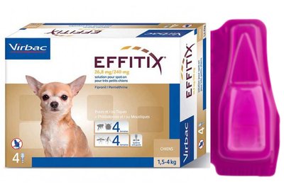 Ефітікс 1 - 4 кг Effitix Virbac краплі для собак від бліх, кліщів, комарів, мух, волосоїдів, 1 піпетка 3732 фото